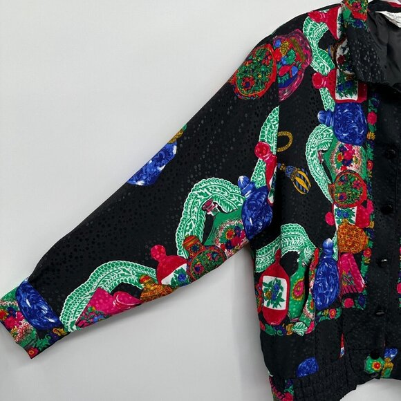 Vintage Bomber Jacket Coat Size Medium Pockets Satin Tan Jay 100% Polyester USA - Picture 5 of 12